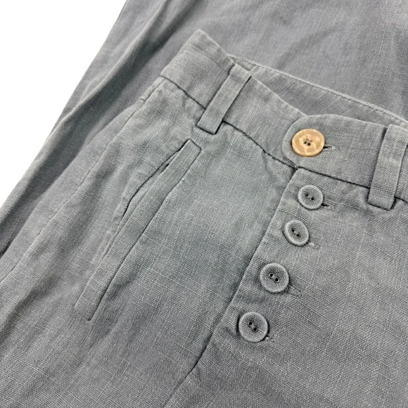 Elevenses Anthropologie Slate Blue Tencel Linen Sailor Wide Leg Pants Size 6 - Picture 3 of 7